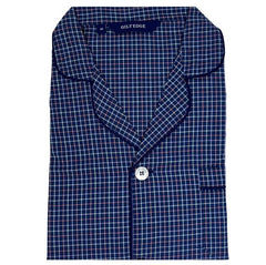 Gilt Edge Poplin Blue Check Pyjama Set Blue