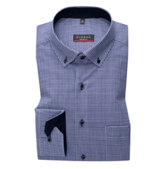 Eterna X-Tall Check Navy Shirt Navy