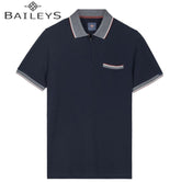 Baileys Two Tone Zip Navy Polo Shirt Navy