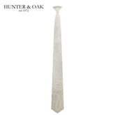 Hunter & Oak X-Long Green Print Tie Ivory