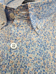 D.C.R.K. Square Pattern Print Shirt Blue