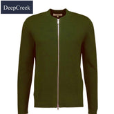 D.C.R.K Grandfather Collar Zip Knit Green