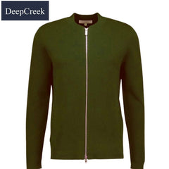 D.C.R.K Grandfather Collar Zip Knit Green