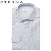 Eterna Light Blue Textured Twill Shirt Blue