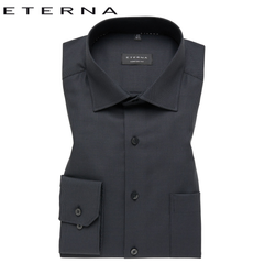 Eterna Dark Black Twill Shirt Black