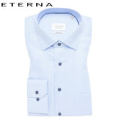 Eterna Asymmetric Sky Blue Check Shirt Blue
