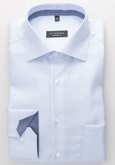 Eterna Sky Blue Check Shirt Blue