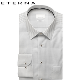 Eterna X-Tall Navy Check Shirt White