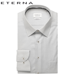 Eterna X-Tall Navy Check Shirt White