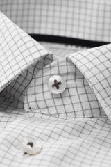 Eterna X-Tall Navy Check Shirt White