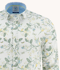 A Fish Named Fred Birdy Bloom Shirt White