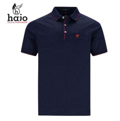 Hajo Mercerized Cotton Red Trim Polo Navy