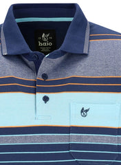 Hajo Pique Stripe Admiral Polo Shirt Blue
