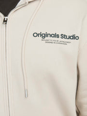 Jack & Jones Vester Full Zip Moon Hoodie Beige