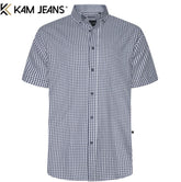 Kam Classic Gingham Check Navy Shirt Navy