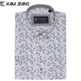 Kam Premium Floral Print Shirt Blue
