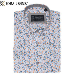 Kam Premium Floral Print Shirt Blue