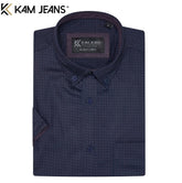 Kam Premium Mini Print Navy Shirt Navy