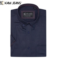 Kam Premium Mini Print Navy Shirt Navy