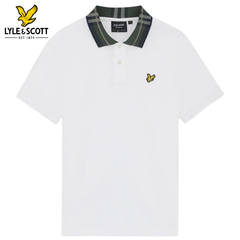 Lyle & Scott Tartan Collar White Polo White
