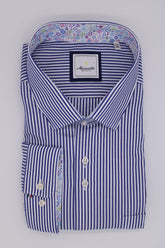 Marnelli Dark Blue Bengal Stripe Shirt Blue