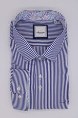 Marnelli Dark Blue Bengal Stripe Shirt Blue