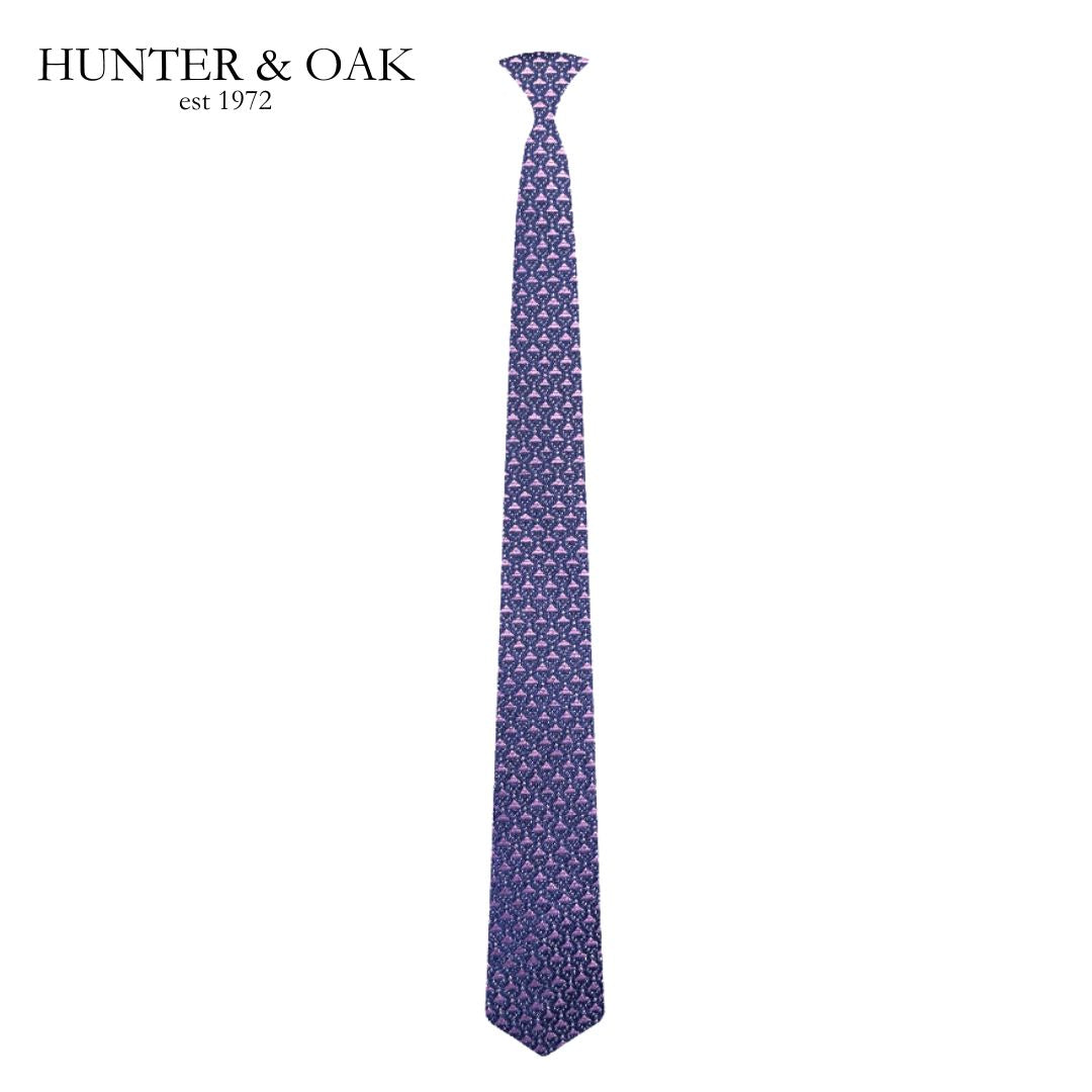 Hunter & Oak Lilac & Navy Pattern Tie Navy