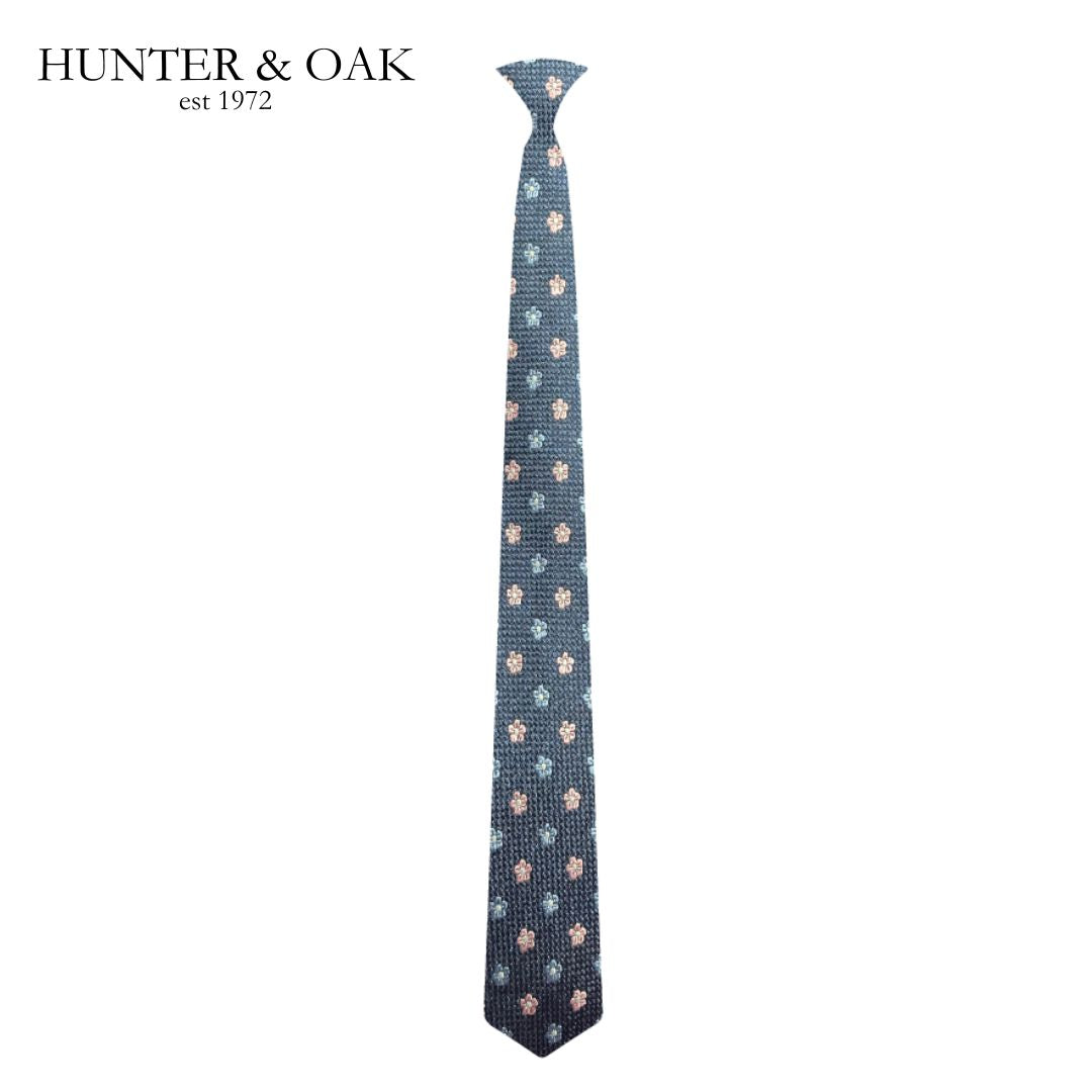 Hunter & Oak Navy Flower Pattern Tie Navy