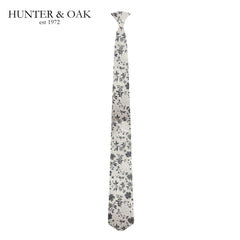 Hunter & Oak X-Long Silver Floral Tie Silver