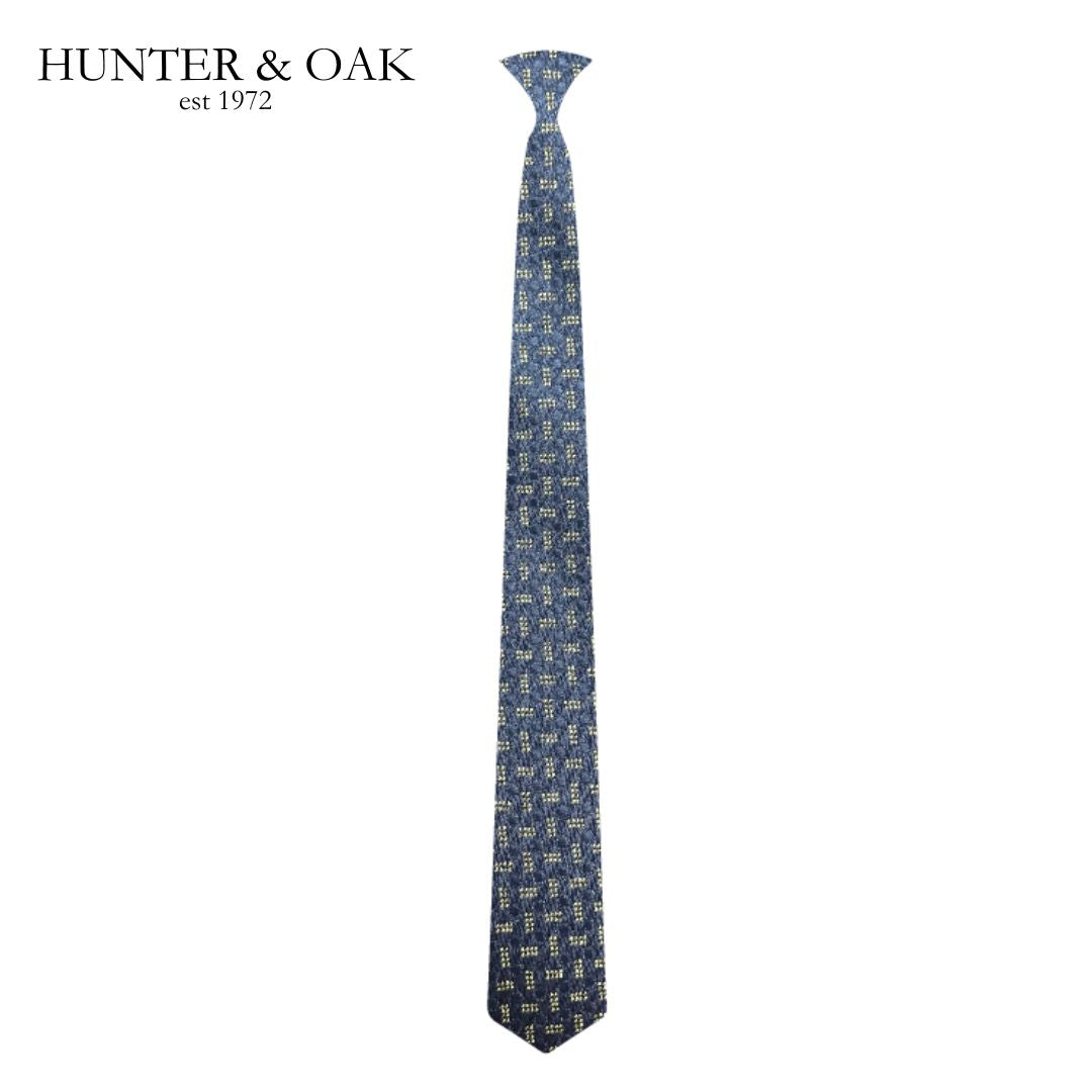 Hunter & Oak X-Long Navy Gold Detail Tie Navy