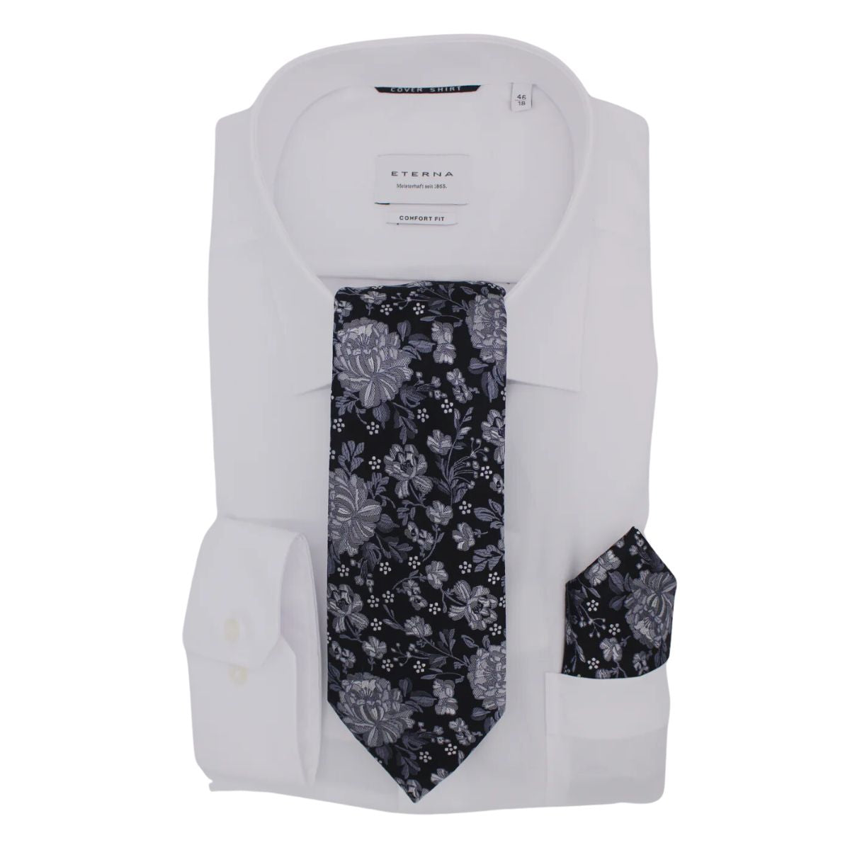 Hunter &Oak X-Long Black Grey Floral Tie Black