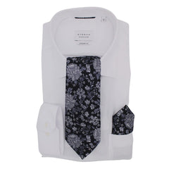 Hunter &Oak X-Long Black Grey Floral Tie Black