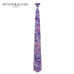Hunter & Oak X-Long Pink Paisley Tie Pink