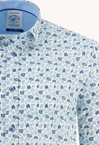 A Fish Named Fred Watercolour Leaf Shirt Blue