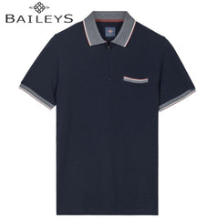 Baileys Two Tone Zip Navy Polo Shirt Navy