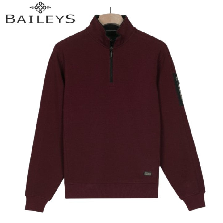 Baileys 1/4 Zip Pique Mauve Sweatshirt Wine