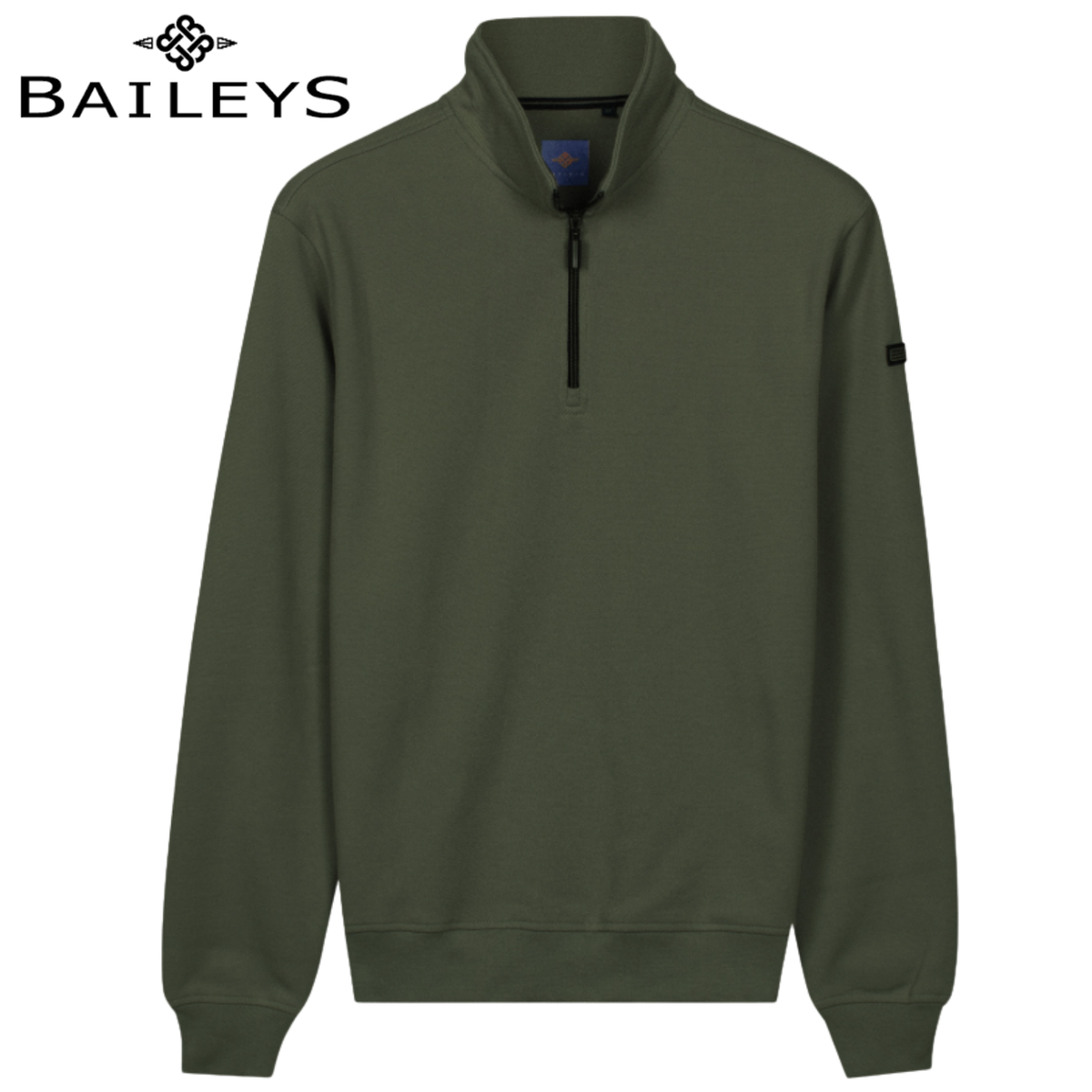 Baileys 1/4 Zip Structured Green Sweater Green