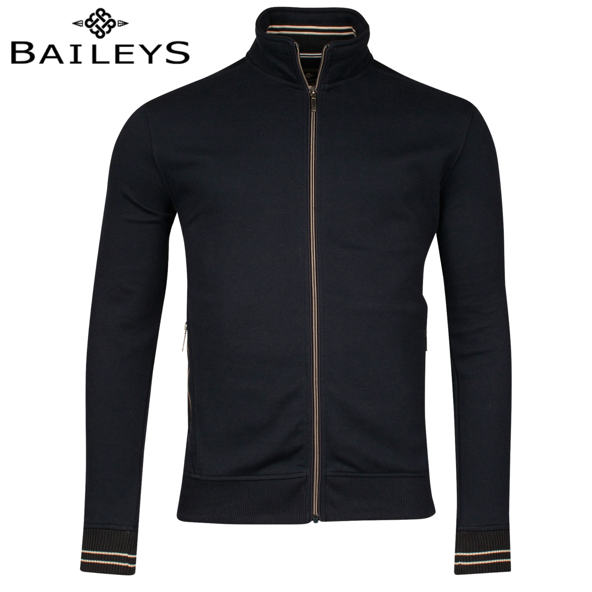 Baileys Honeycomb Weave Full Zip Sweater Navy