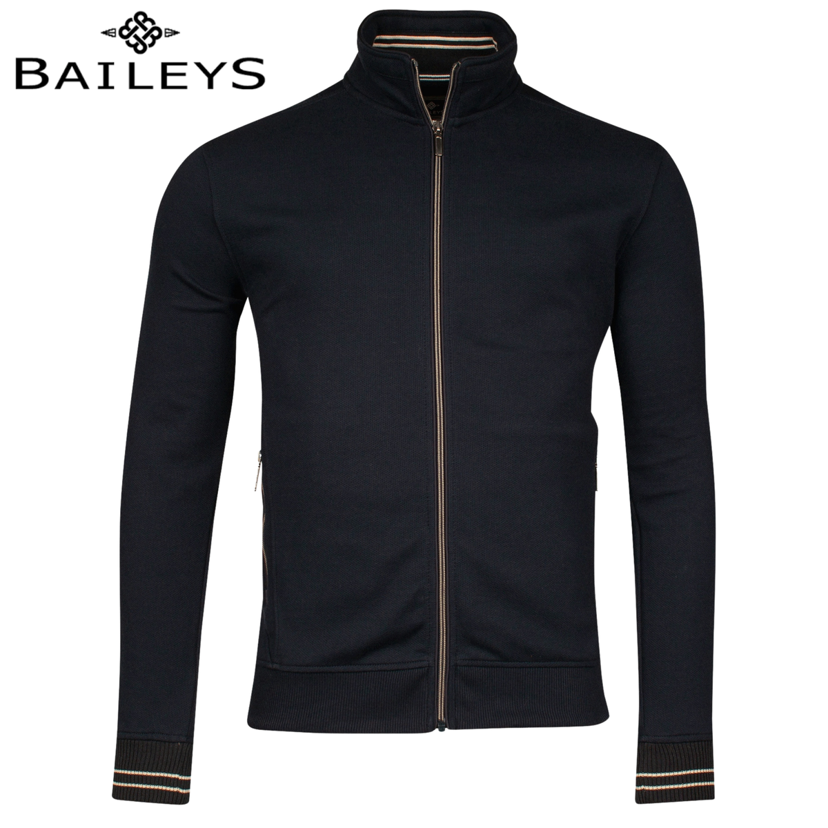 Baileys Honeycomb Weave Full Zip Sweater Navy