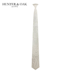 Hunter & Oak X-Long Green Print Tie Ivory