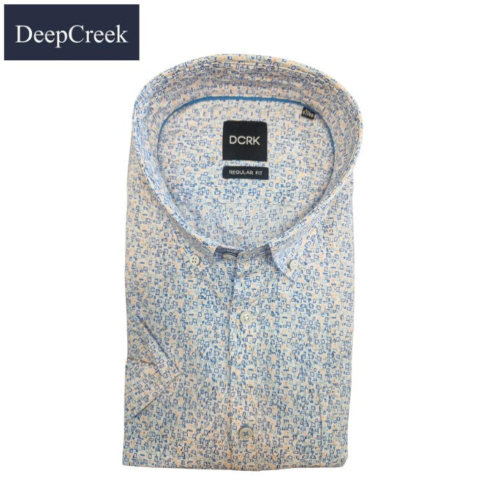 D.C.R.K. Square Pattern Print Shirt Blue