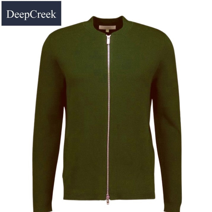 D.C.R.K Grandfather Collar Zip Knit Green