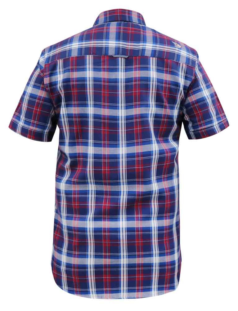 Duke Portland S/S Blue & Red Check Shirt Blue