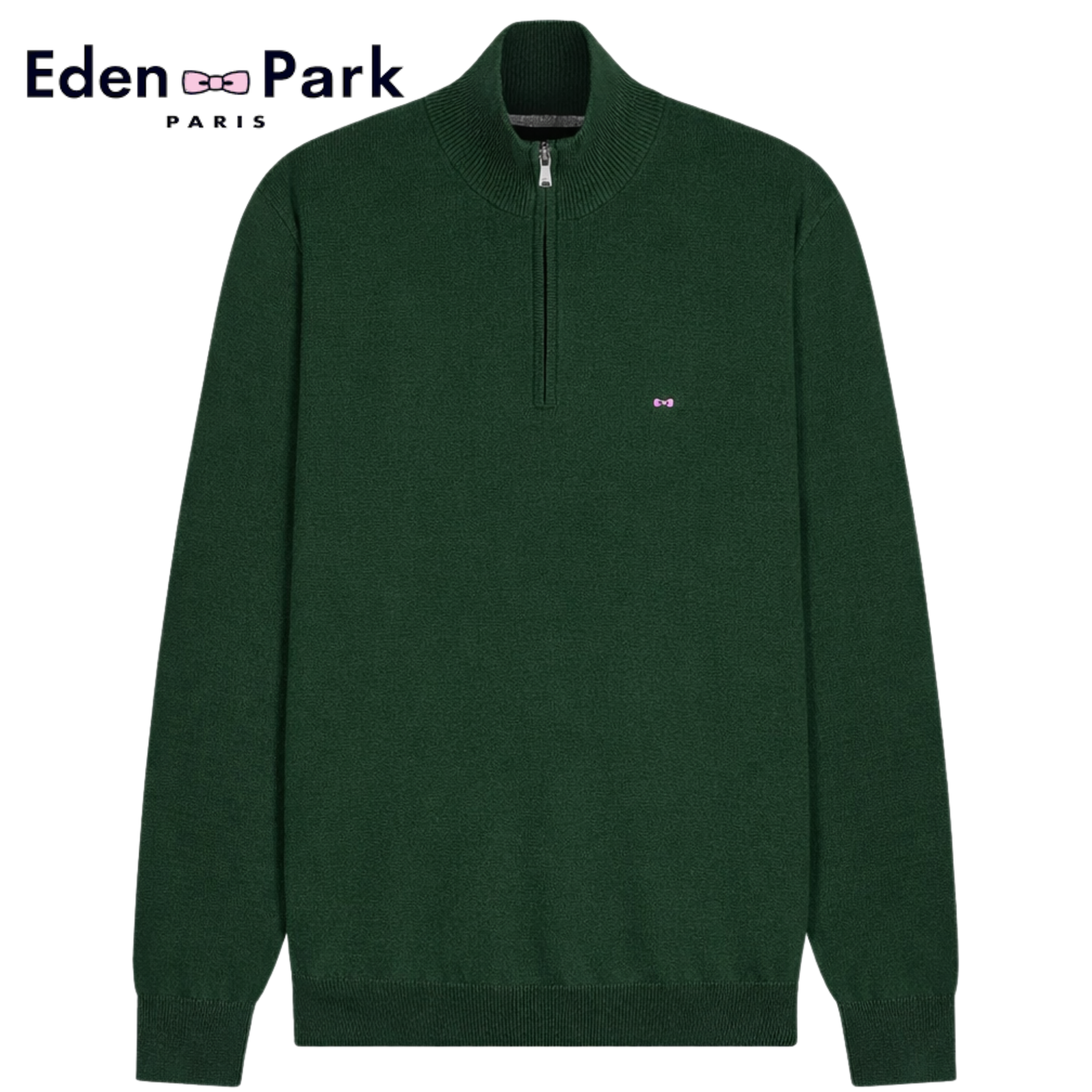 Eden Park Edinburgh 1/4 Zip Bottle Knit Green
