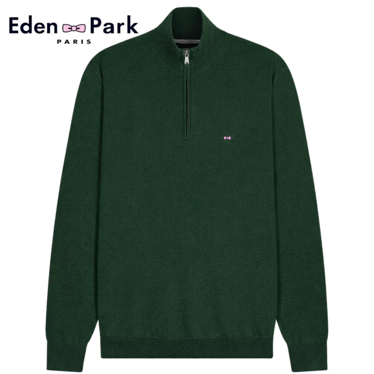 Eden Park Edinburgh 1/4 Zip Bottle Knit Green