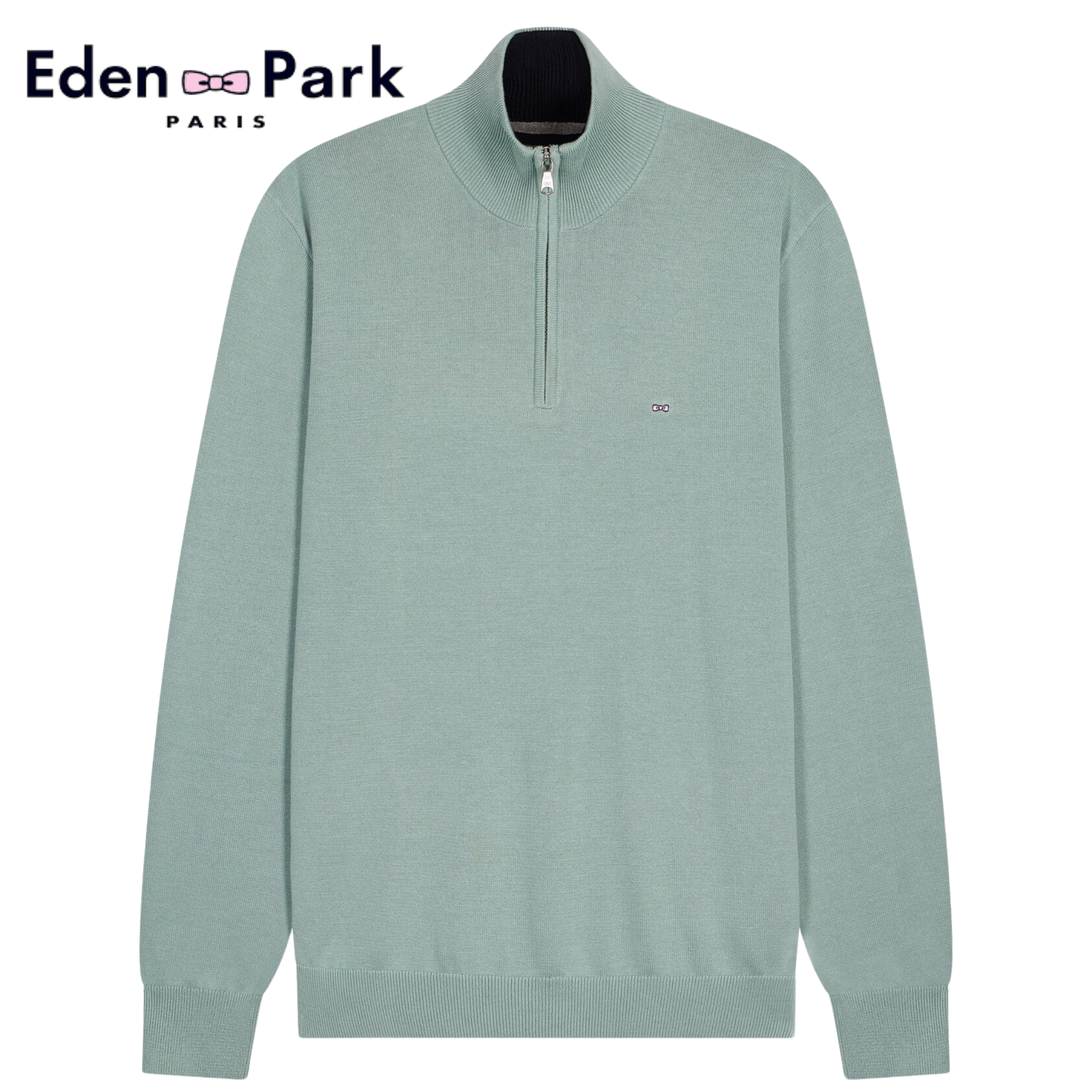 Eden Park Honeycomb 1/4 Zip Sweater Green