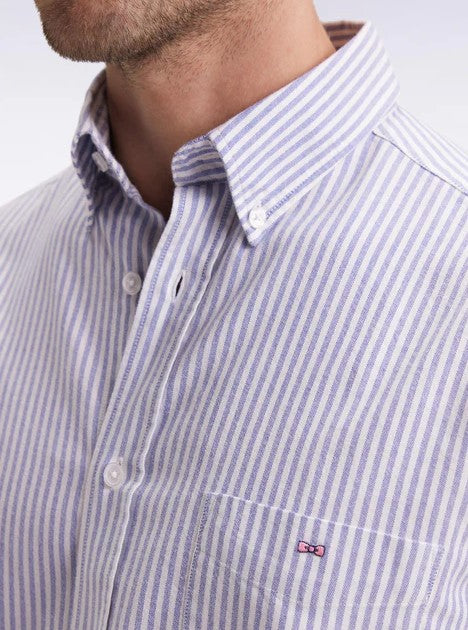 Eden Park Baton Stripe Oxford Shirt Blue