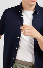 Eden Park Dobby Navy Short Sleeve Shirt Navy