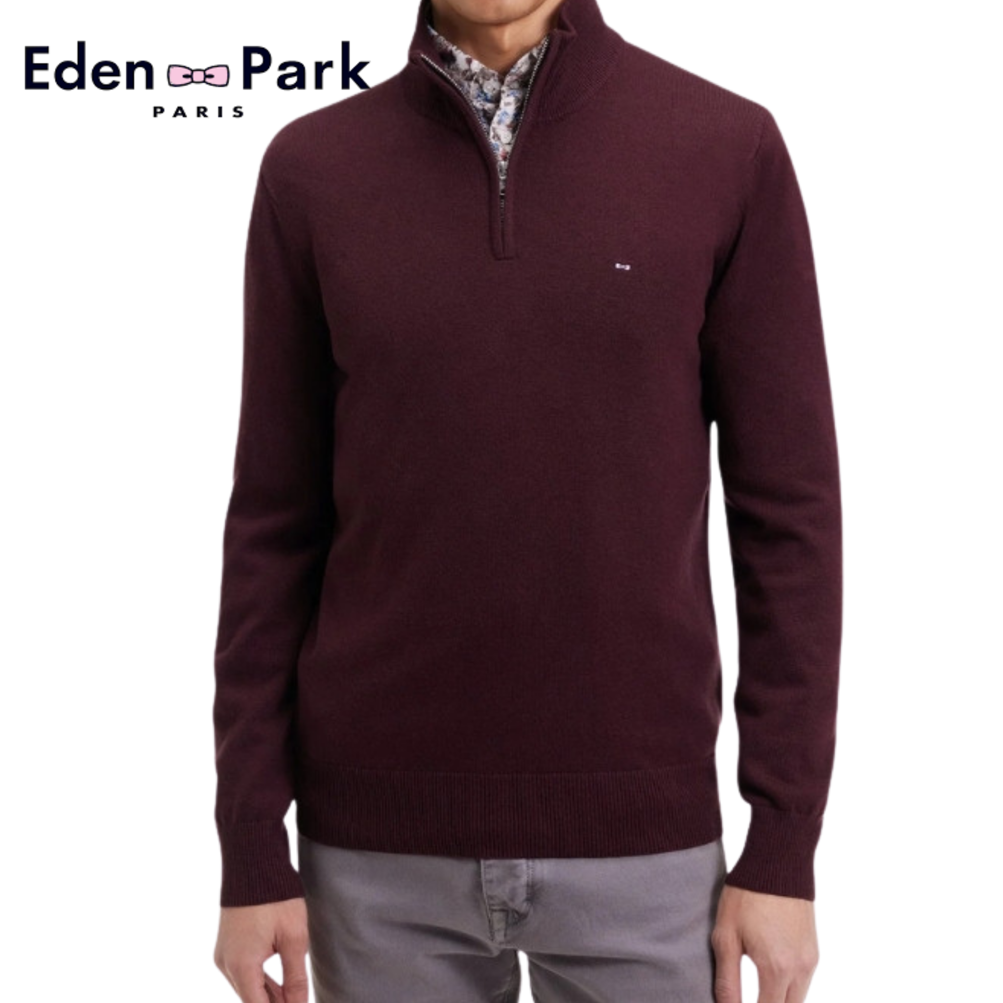 Eden Park Edinburgh Wine 1/4 Zip Knit Wine