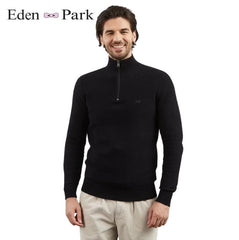 Eden Park Classic Quarter Zip Black Knit Black